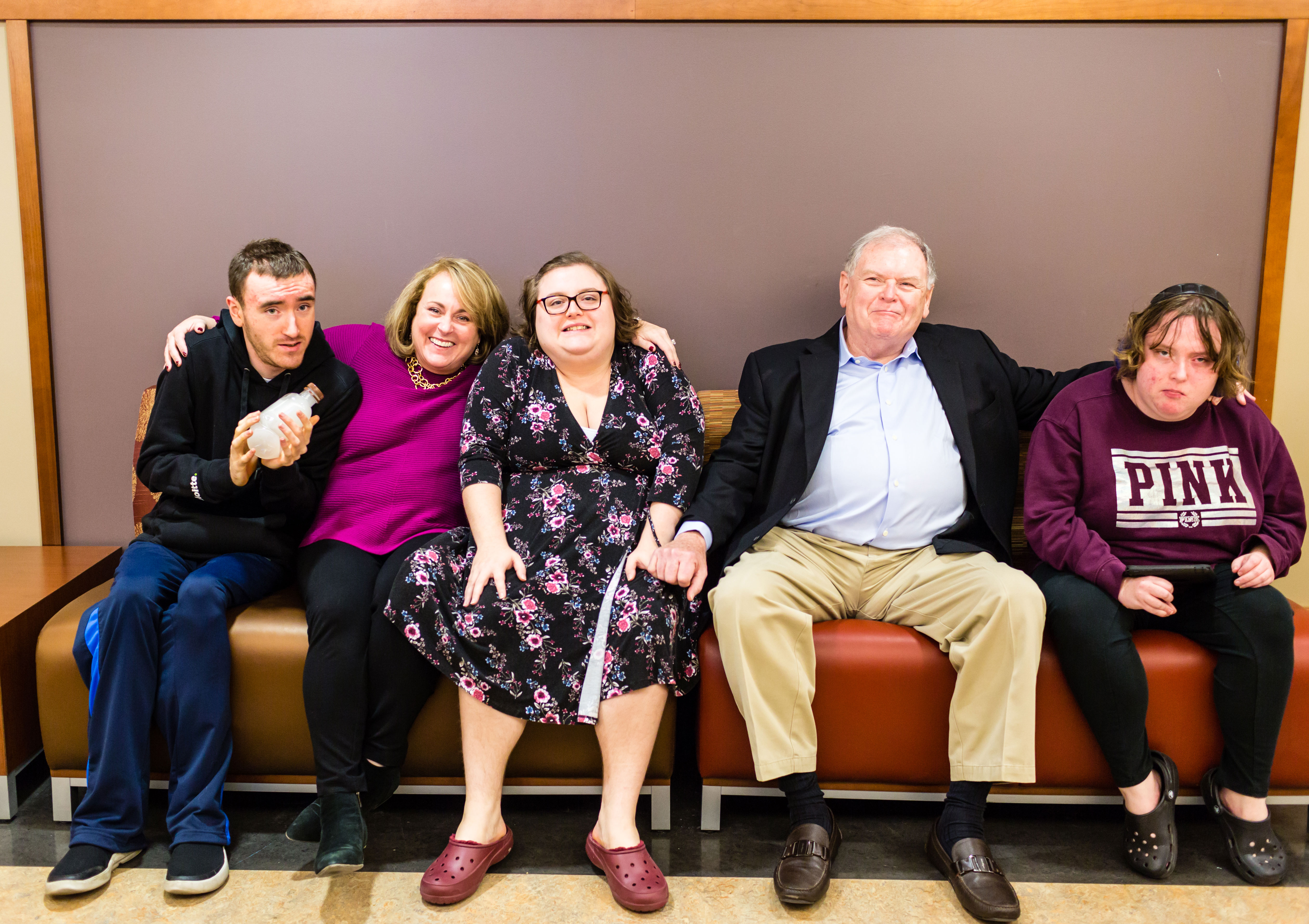 Diana and David O'Brien pose with their triplets, Andrew, Kelly and Megan